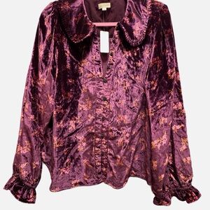 NWT Anthropologie Purple Velvet Women's Top XL (Pilcro)